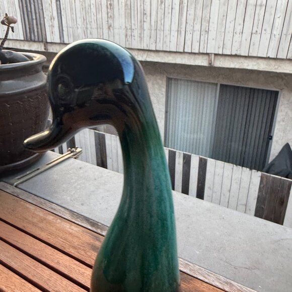 Vintage Blue Mountain Pottery Green & Black Ceramic Duck Figurine - Picture 2 of 6